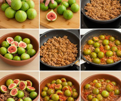 Recipes for unripe green figs with minced meat