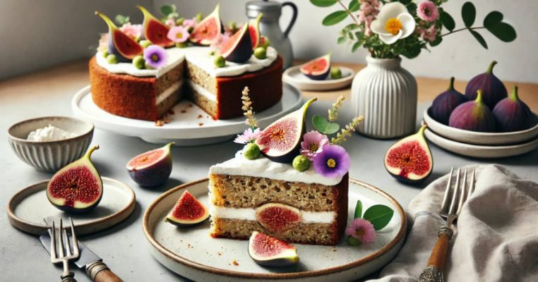 Sweet fig cake, soft inside and bursting with flavor Sweet fig cake, soft inside and bursting with flavor