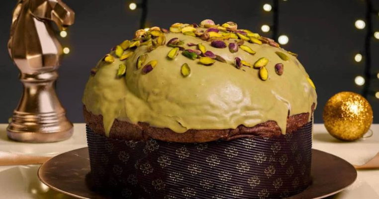 Indulge in the nutty goodness of pistachio panettone — a slice of happiness in every bite!