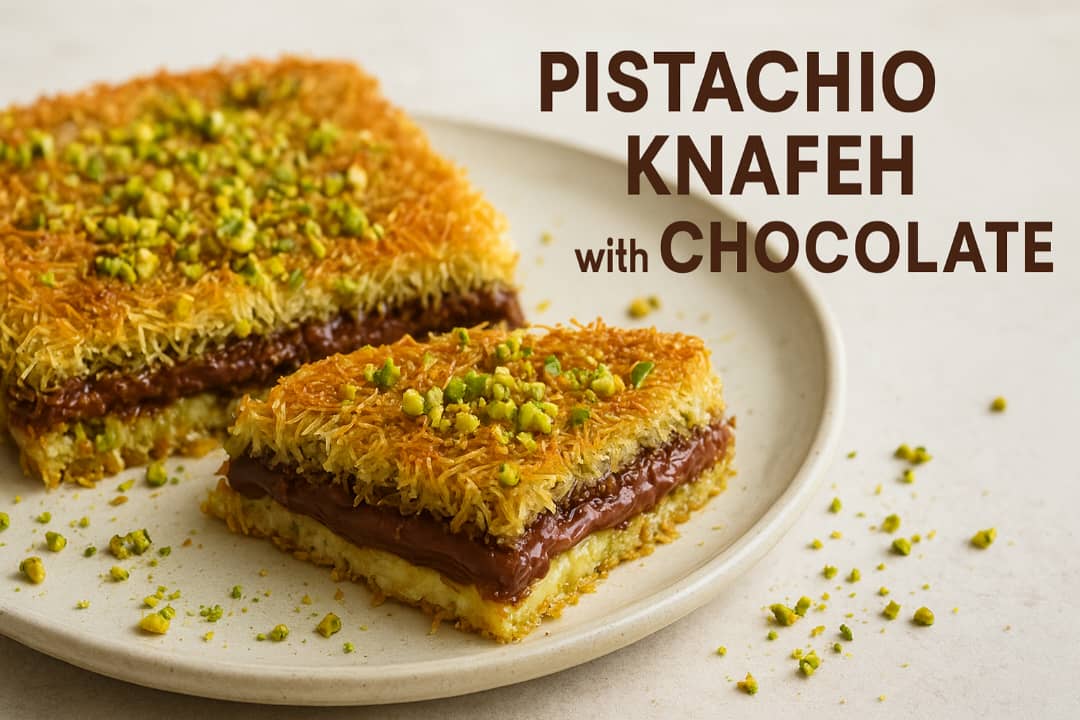 Pistachio knafeh with chocolate recipe